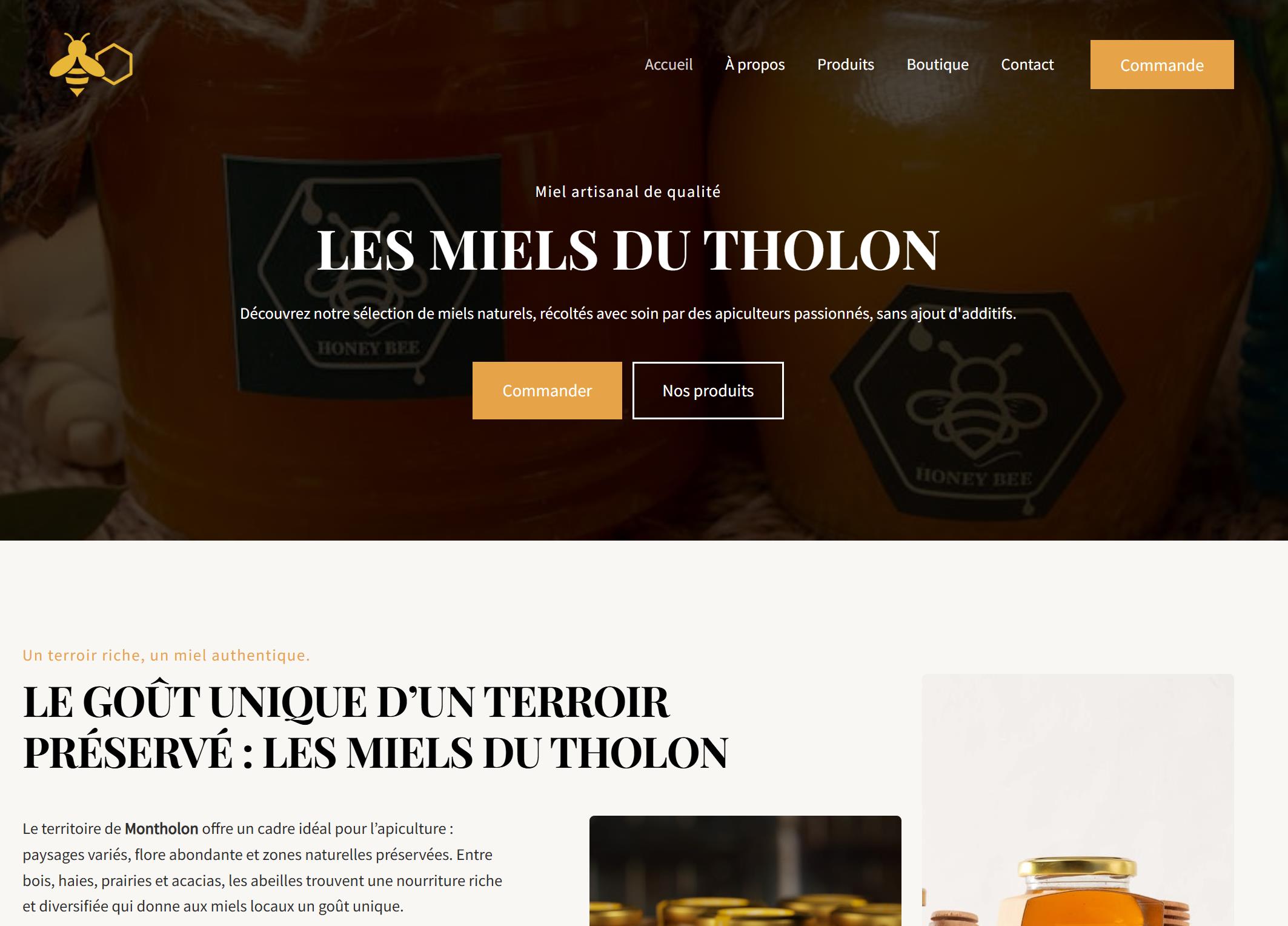 démo site ecommerce miel boutique